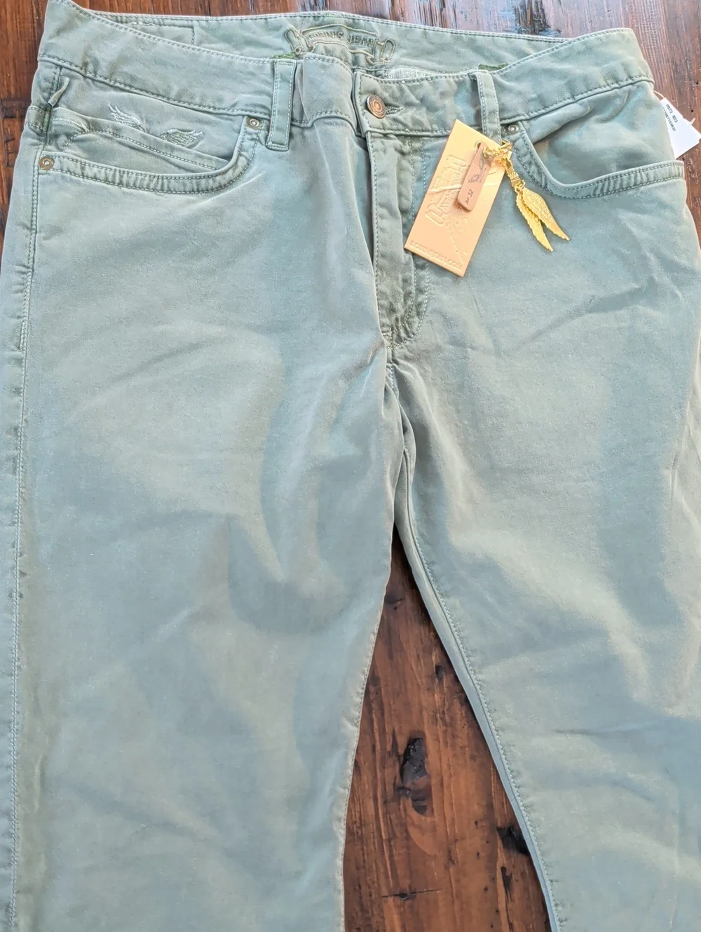 Robin's Jean Marlon Straight Leg Jean Pants Pale Army Green Size 32 New